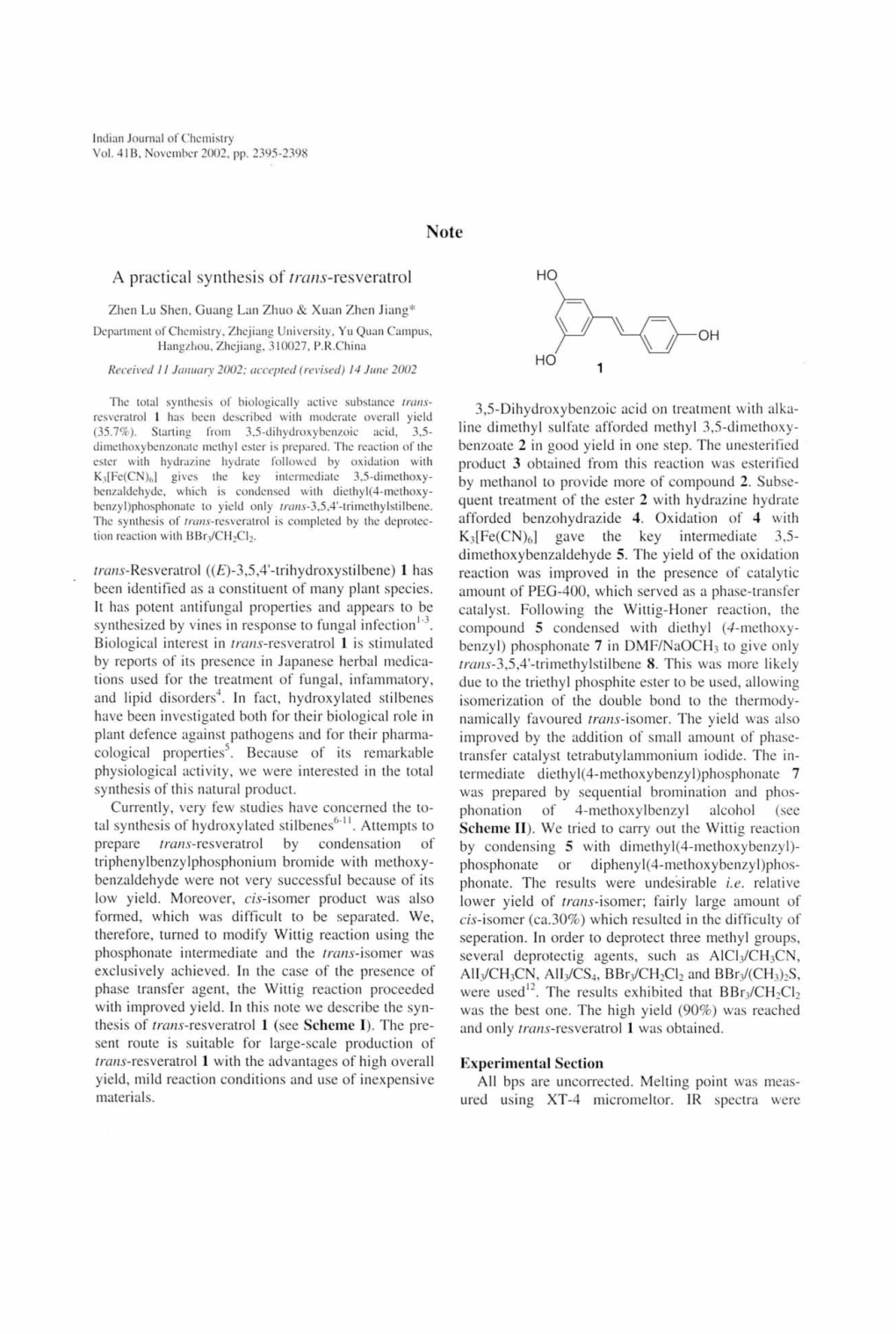 A Practical Synthesis of Lrans-Resveratrol