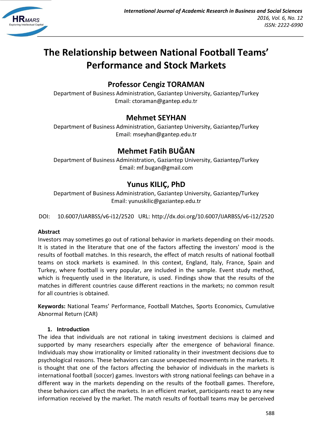 The Relationship Between National Football Teams' Performance And