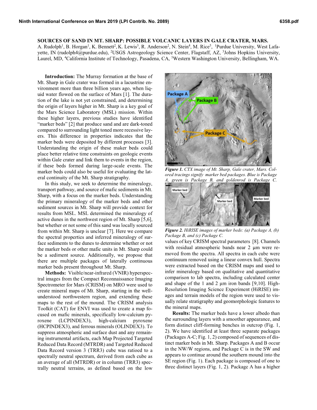 Sources of Sand in Mt. Sharp: Possible Volcanic Layers in Gale Crater, Mars