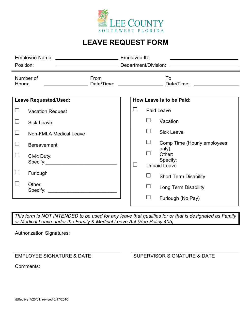 LEAVE REQUEST FORM Furlough