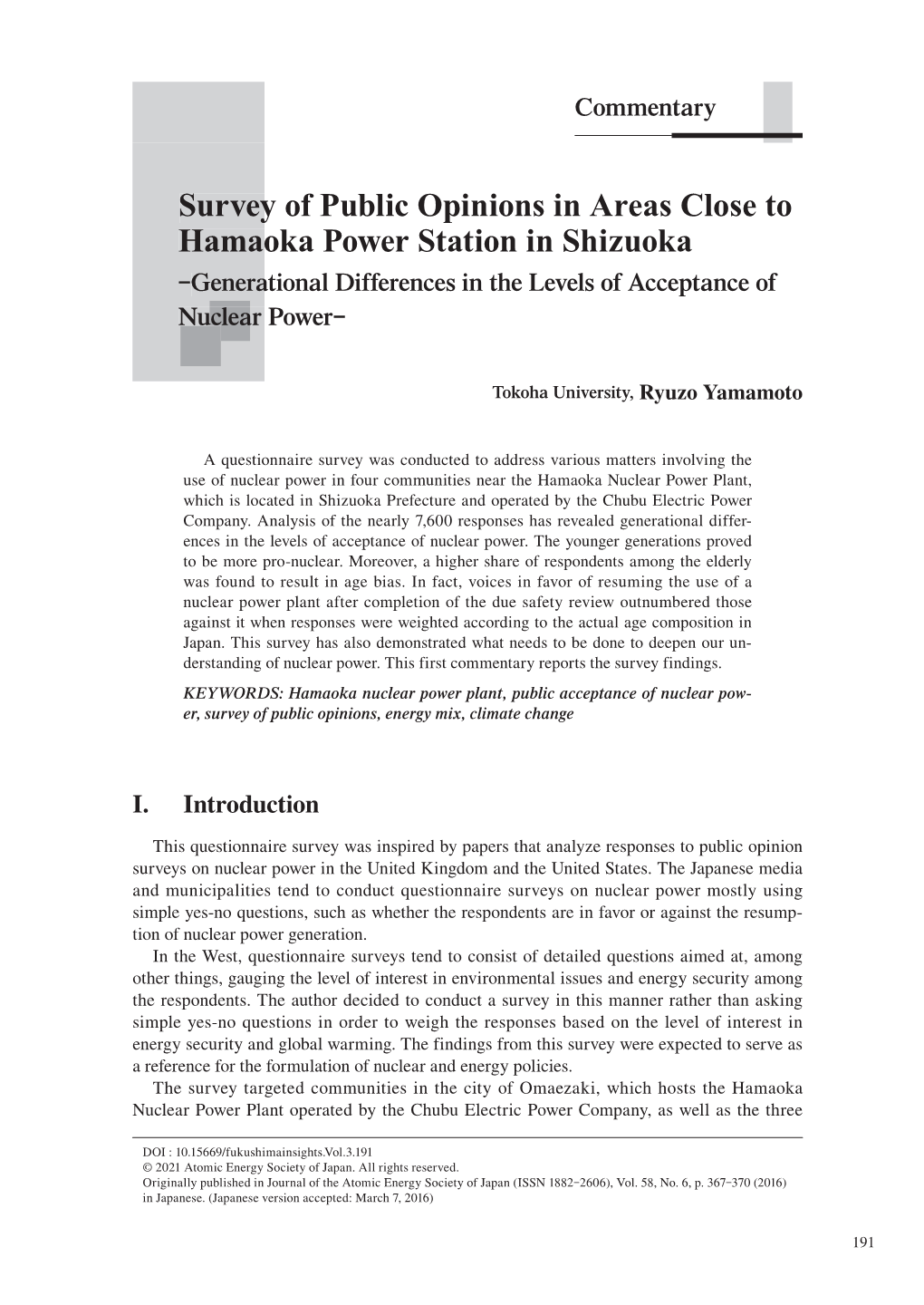 Survey of Public O Hamaoka Power S