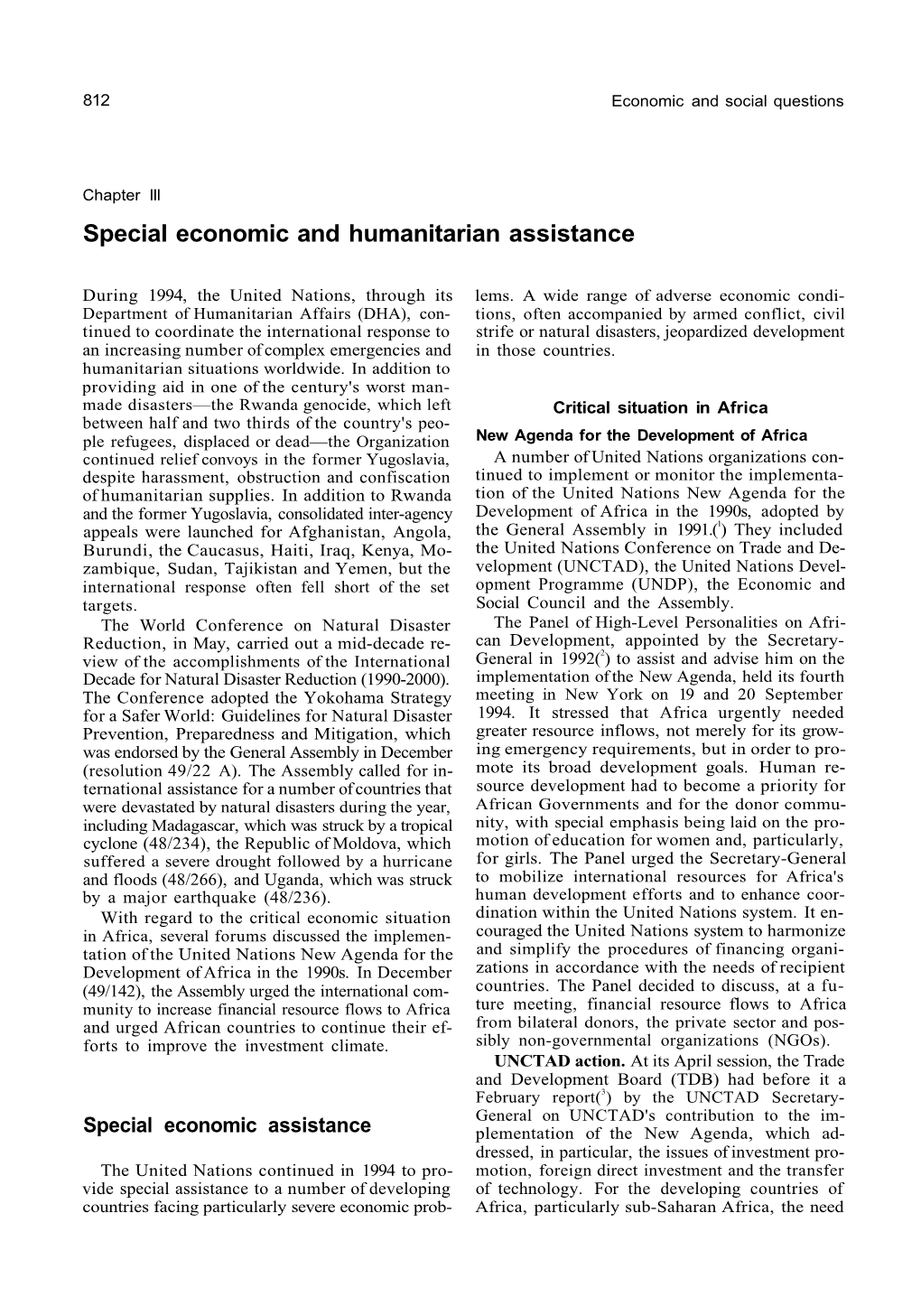 [ 1994 ] Part 3 Chapter 3 Special Economic and Humanitarian Assistance