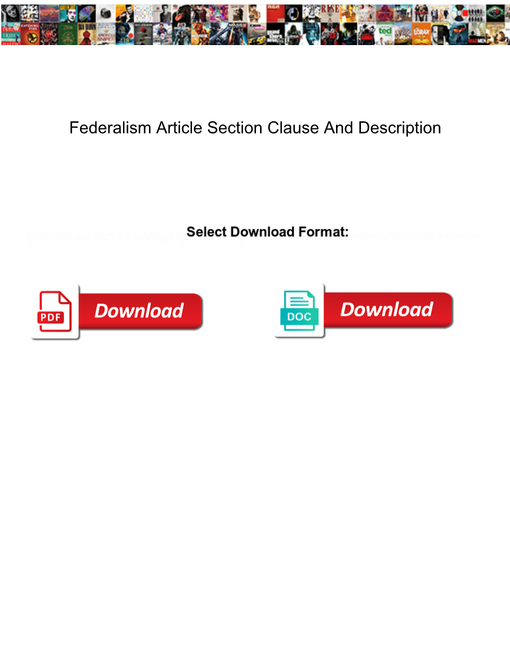 Federalism Article Section Clause and Description