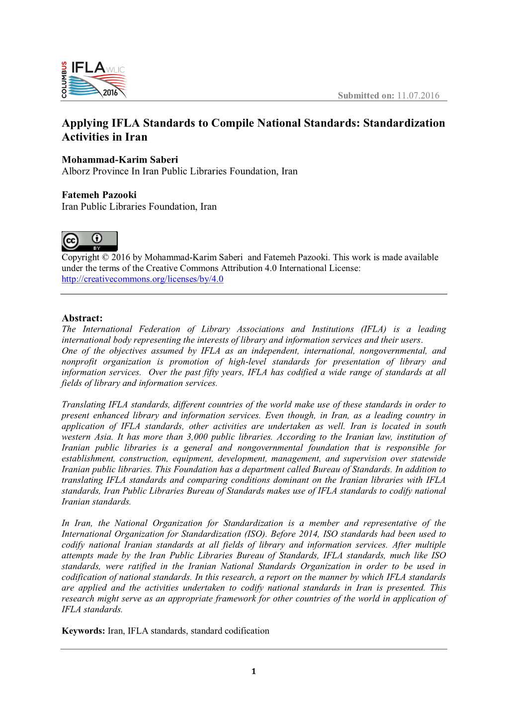 Applying IFLA Standards to Compile National Standards: Standardization Activities in Iran