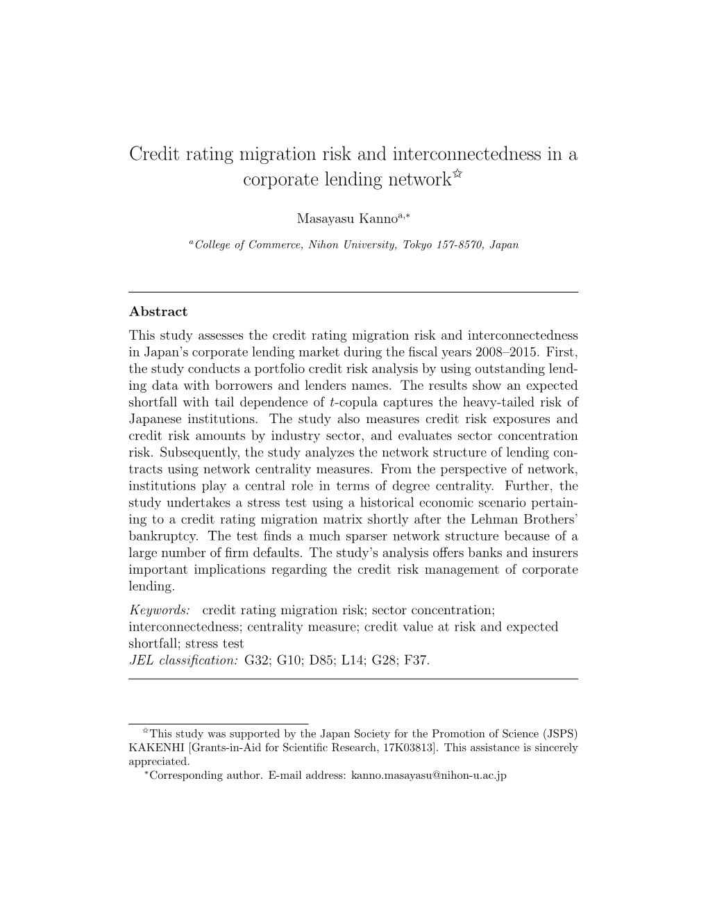 Credit Rating Migration Risk and Interconnectedness in a Corporate Lending Network$