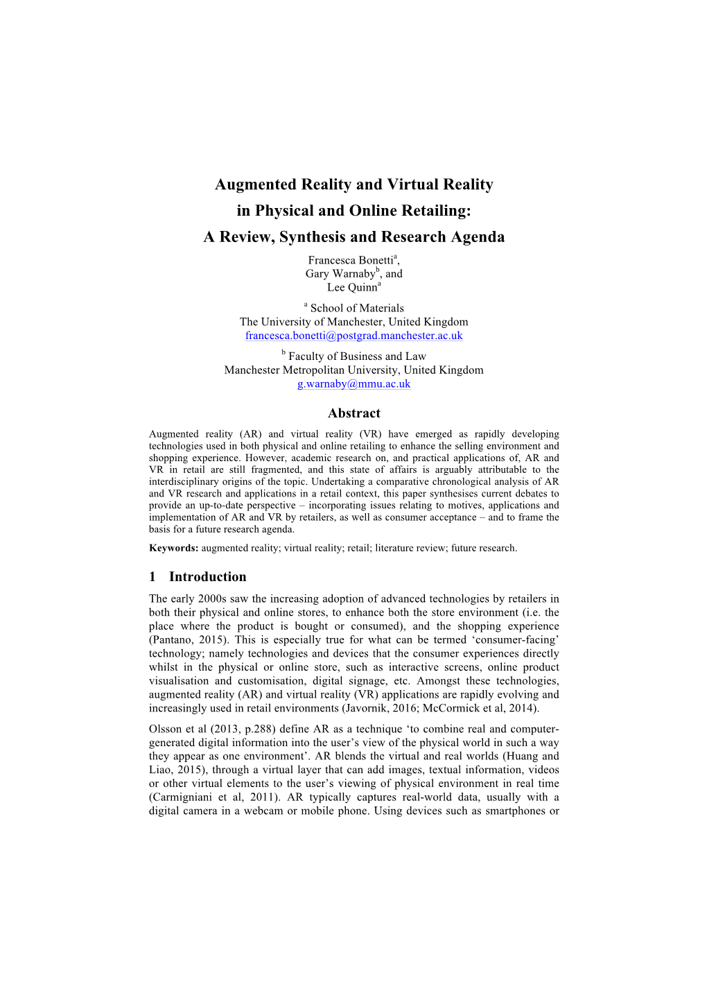 Augmented Reality and Virtual Reality In
