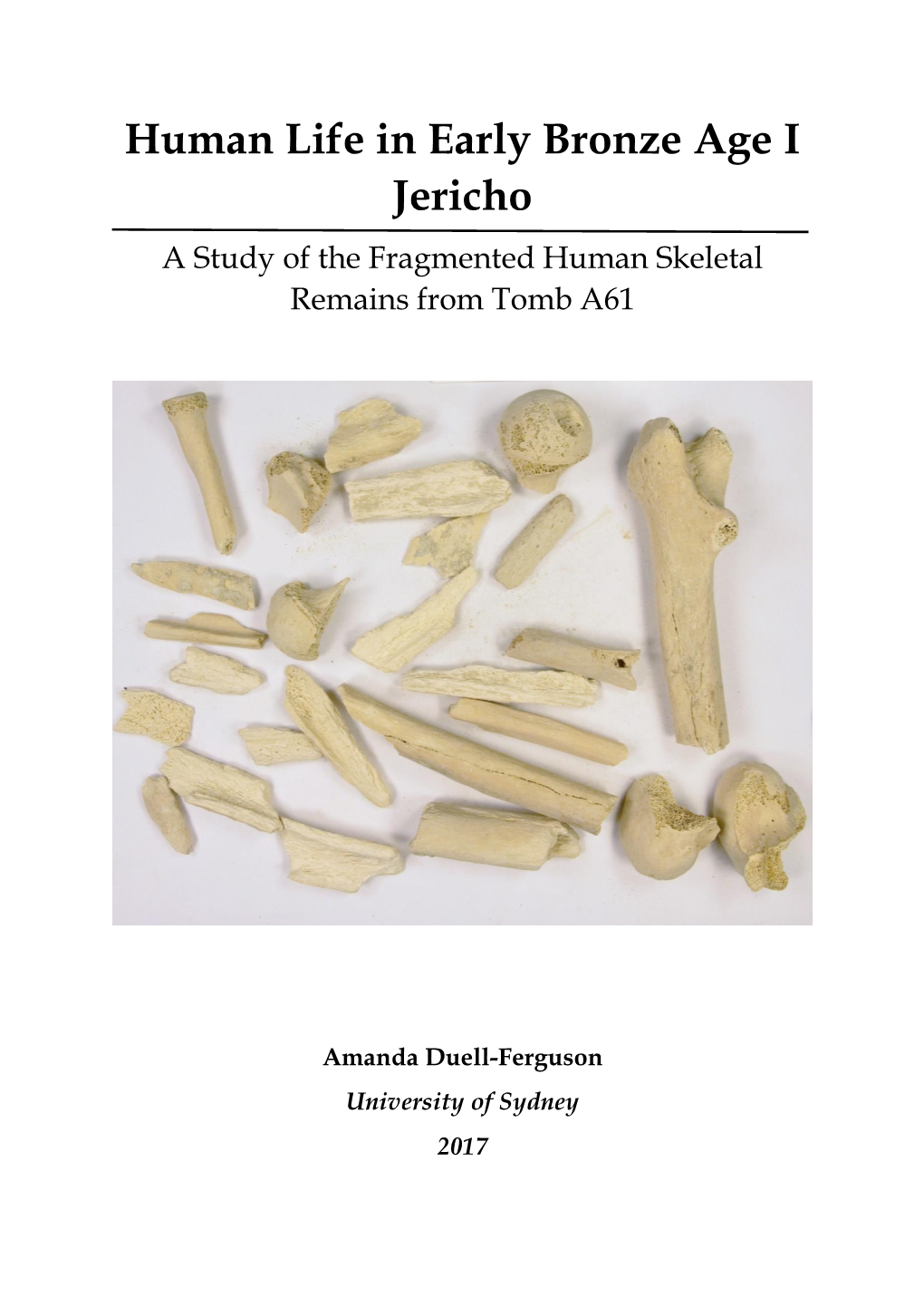 Human Life in Early Bronze Age I Jericho a Study of the Fragmented Human Skeletal Remains from Tomb A61