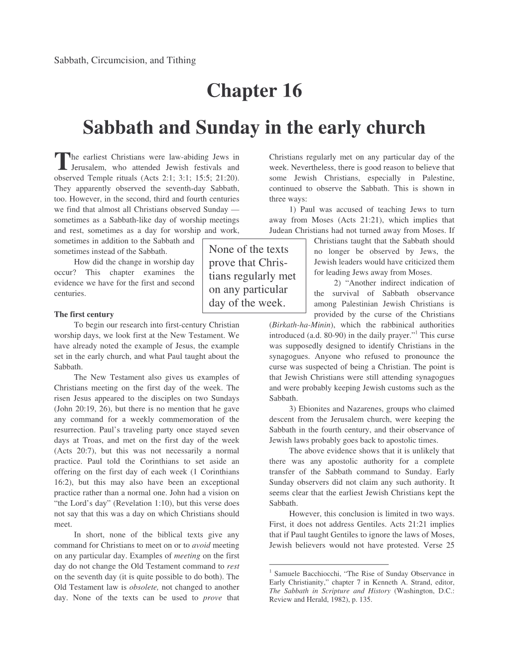 Chapter 16 Sabbath and Sunday in the Early Church