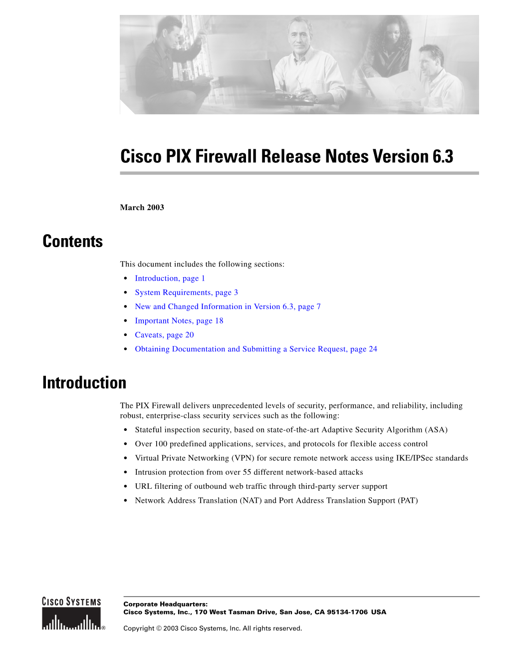 Cisco PIX Firewall Release Notes, Version 6.3(1)