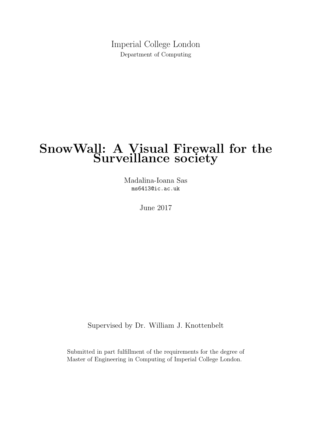 Snowwall: a Visual Firewall for the Surveillance Society