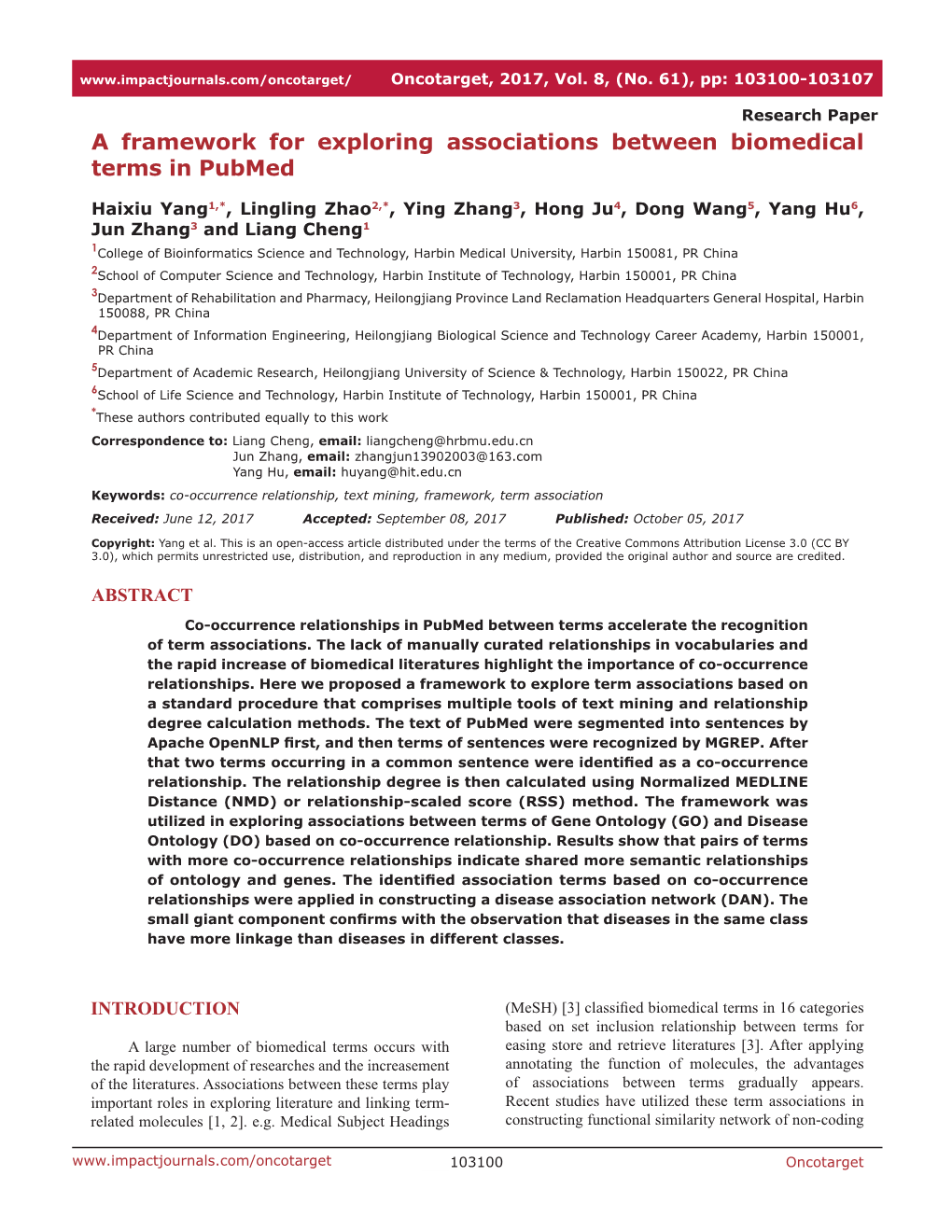 A Framework for Exploring Associations Between Biomedical Terms in Pubmed