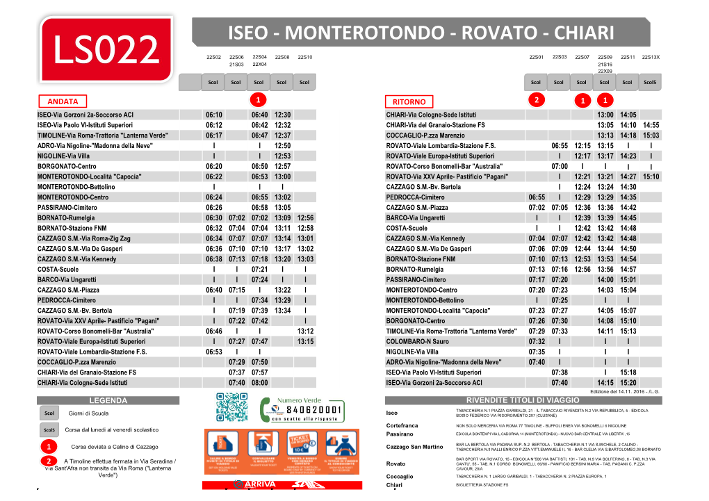 Iseo - Monterotondo - Rovato - Chiari