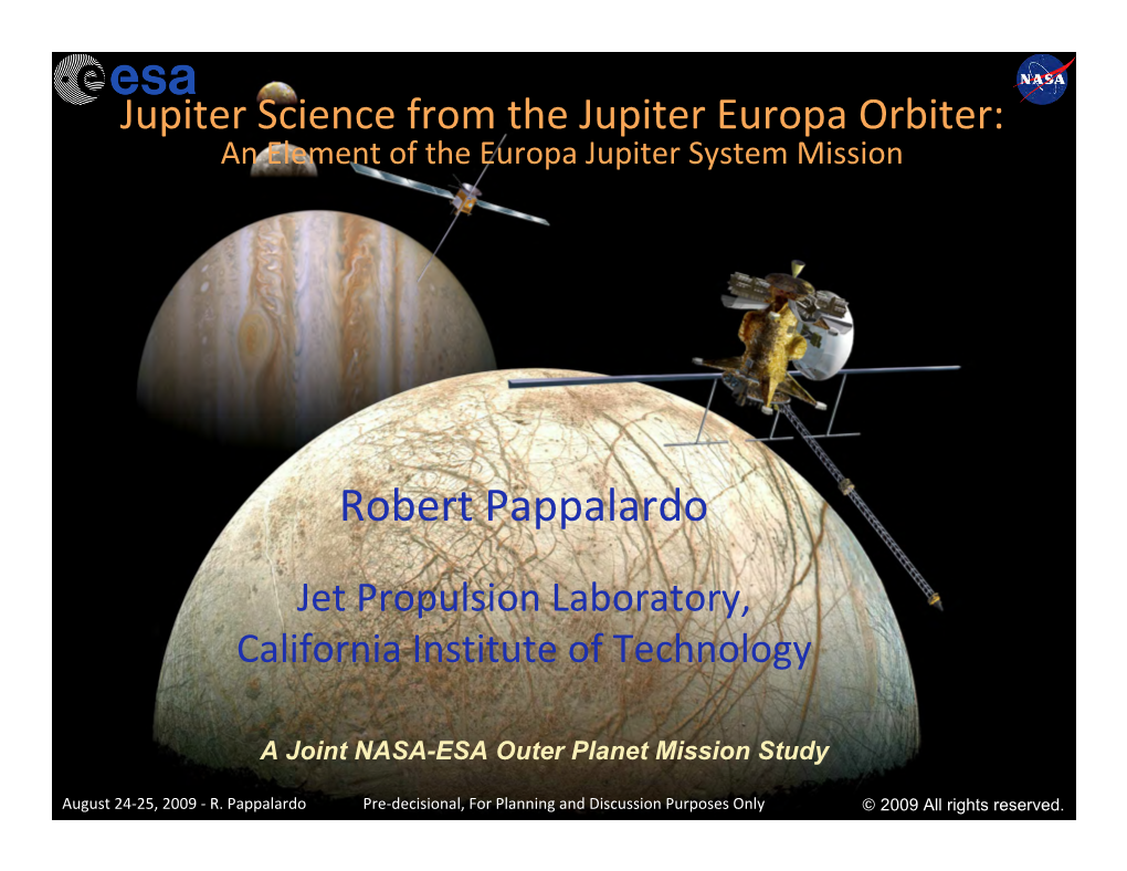 Jupiter-Europa Orbiter and Jupiter Science