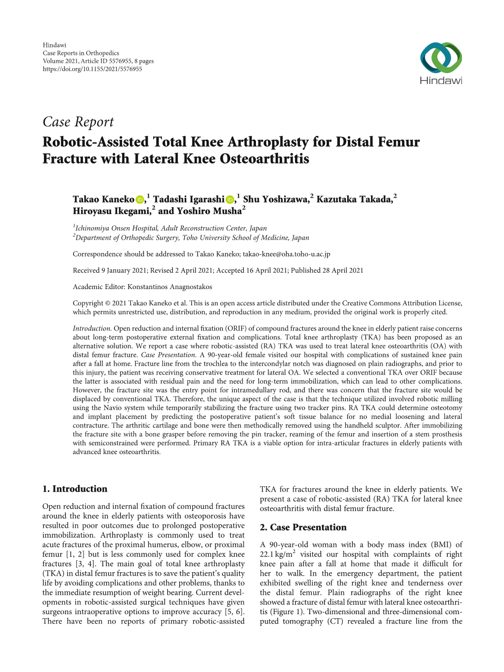 Robotic-Assisted Total Knee Arthroplasty for Distal Femur Fracture with Lateral Knee Osteoarthritis