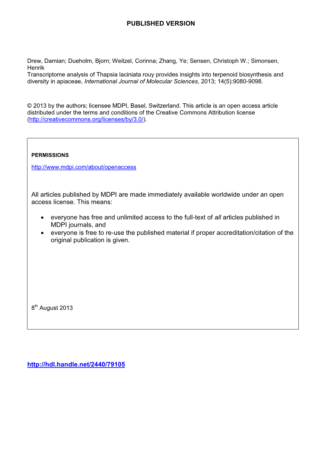 Transcriptome Analysis of Thapsia