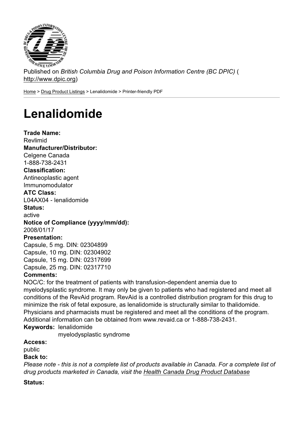 Lenalidomide > Printer-Friendly PDF