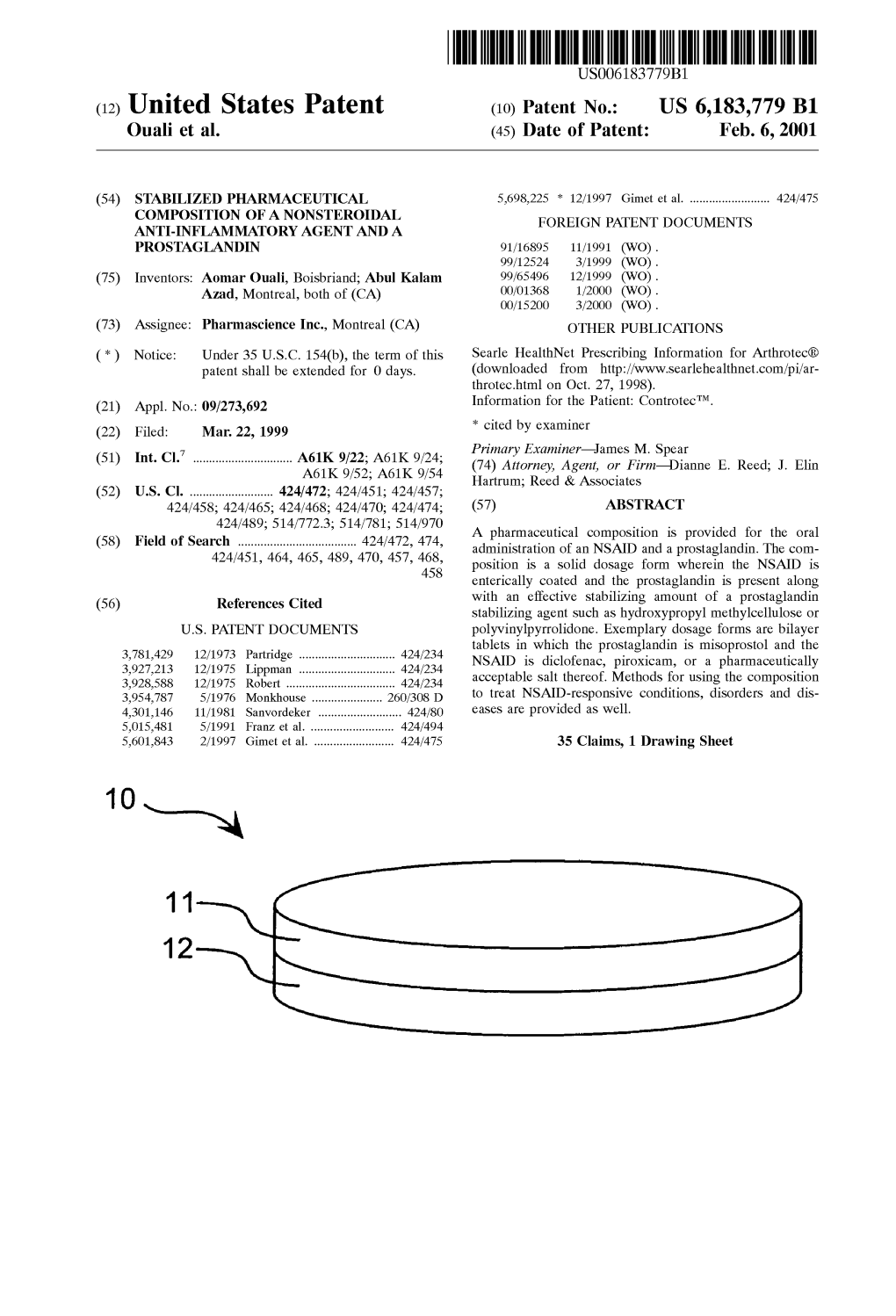 (12) United States Patent (10) Patent No.: US 6,183,779 B1 10 11 12