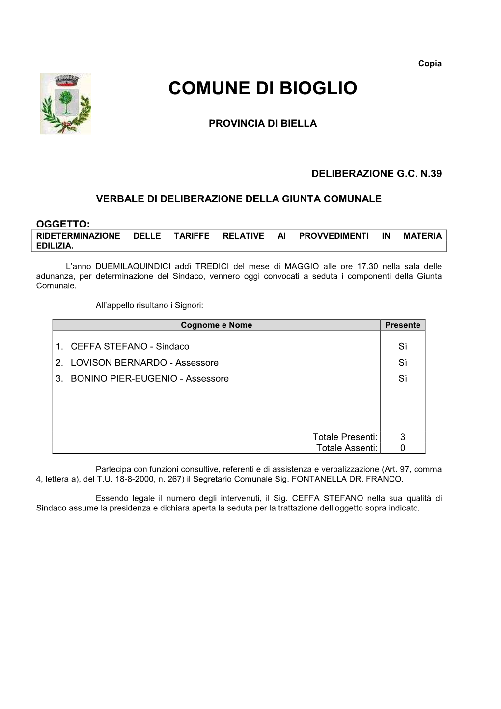 Tariffe Relative Ai Provvedimenti in Materia Edilizia