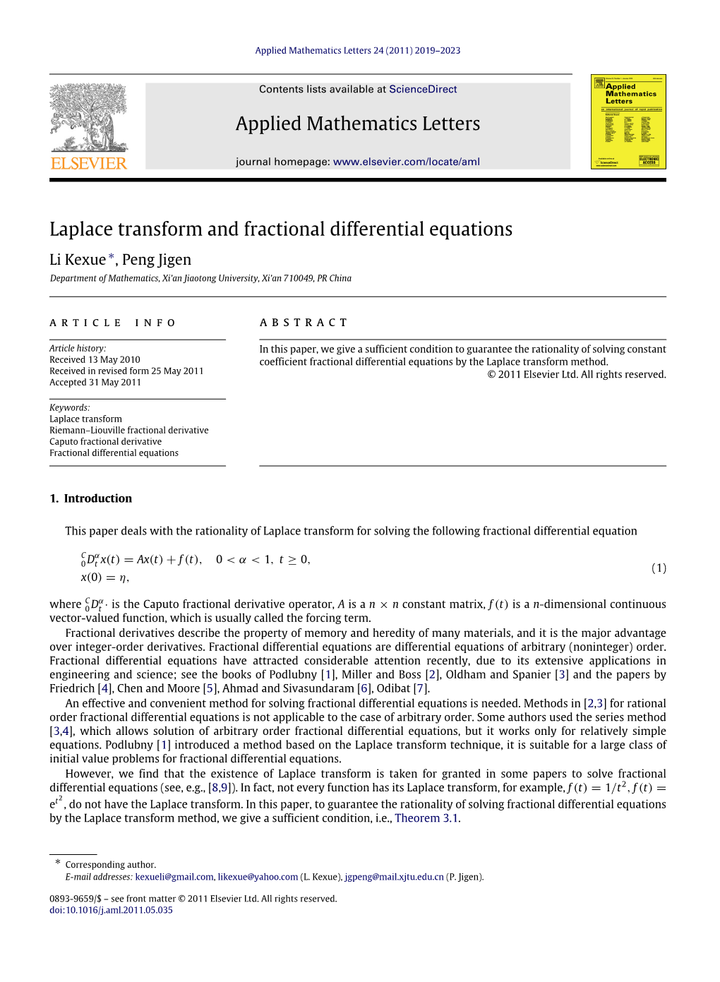 Laplace Transform and Fractional Differential Equations