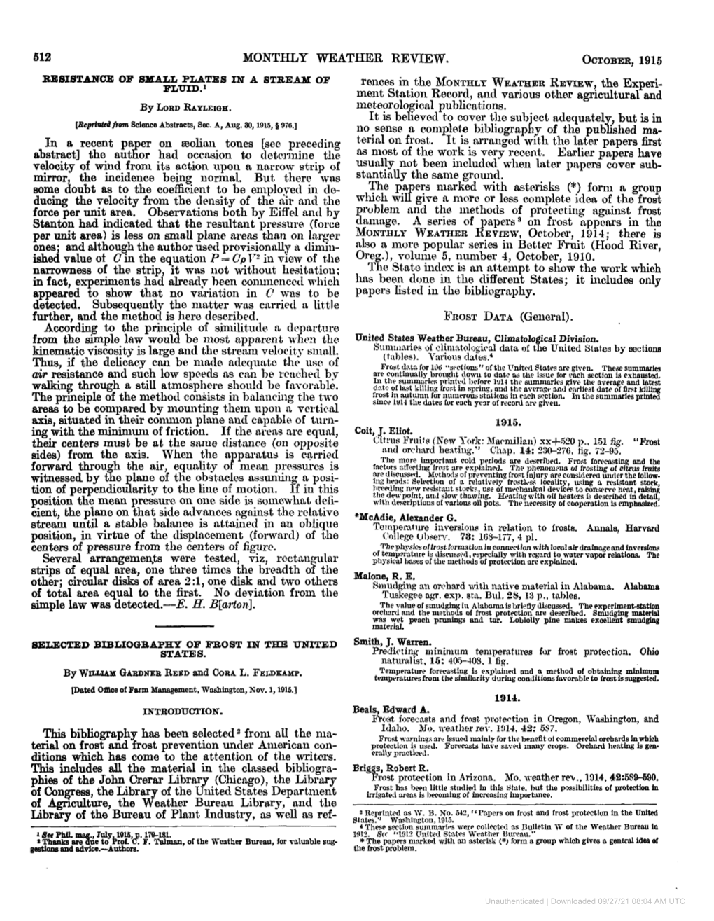 Resistance of Small Plates in a Stream of Fluid