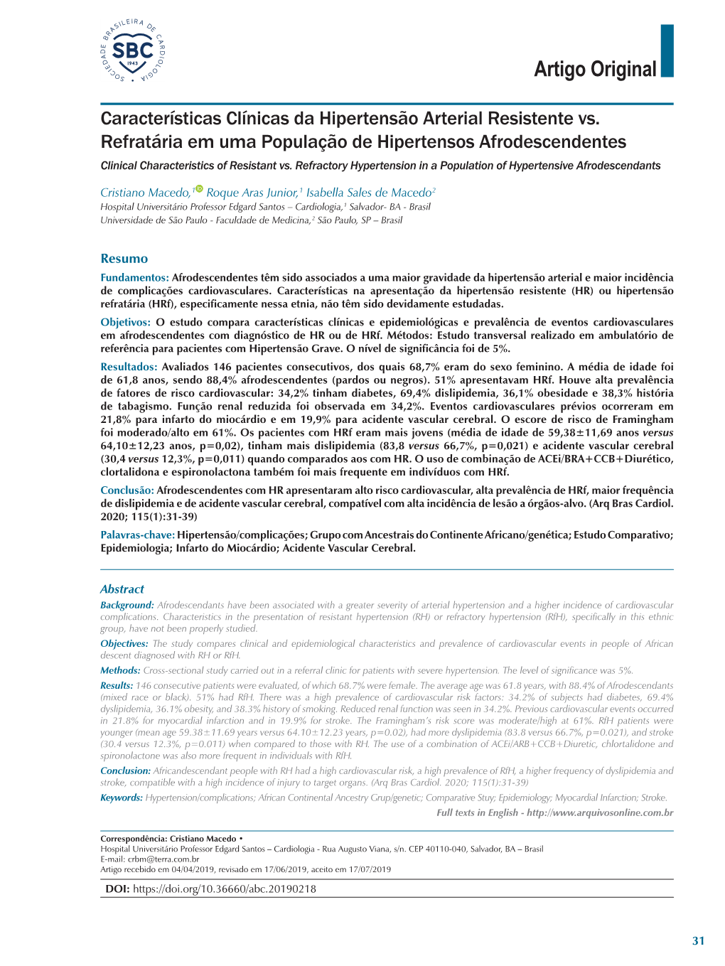 Clinical Characteristics of Resistant Vs. Refractory Hypertension in a Population of Hypertensive Afrodescendants