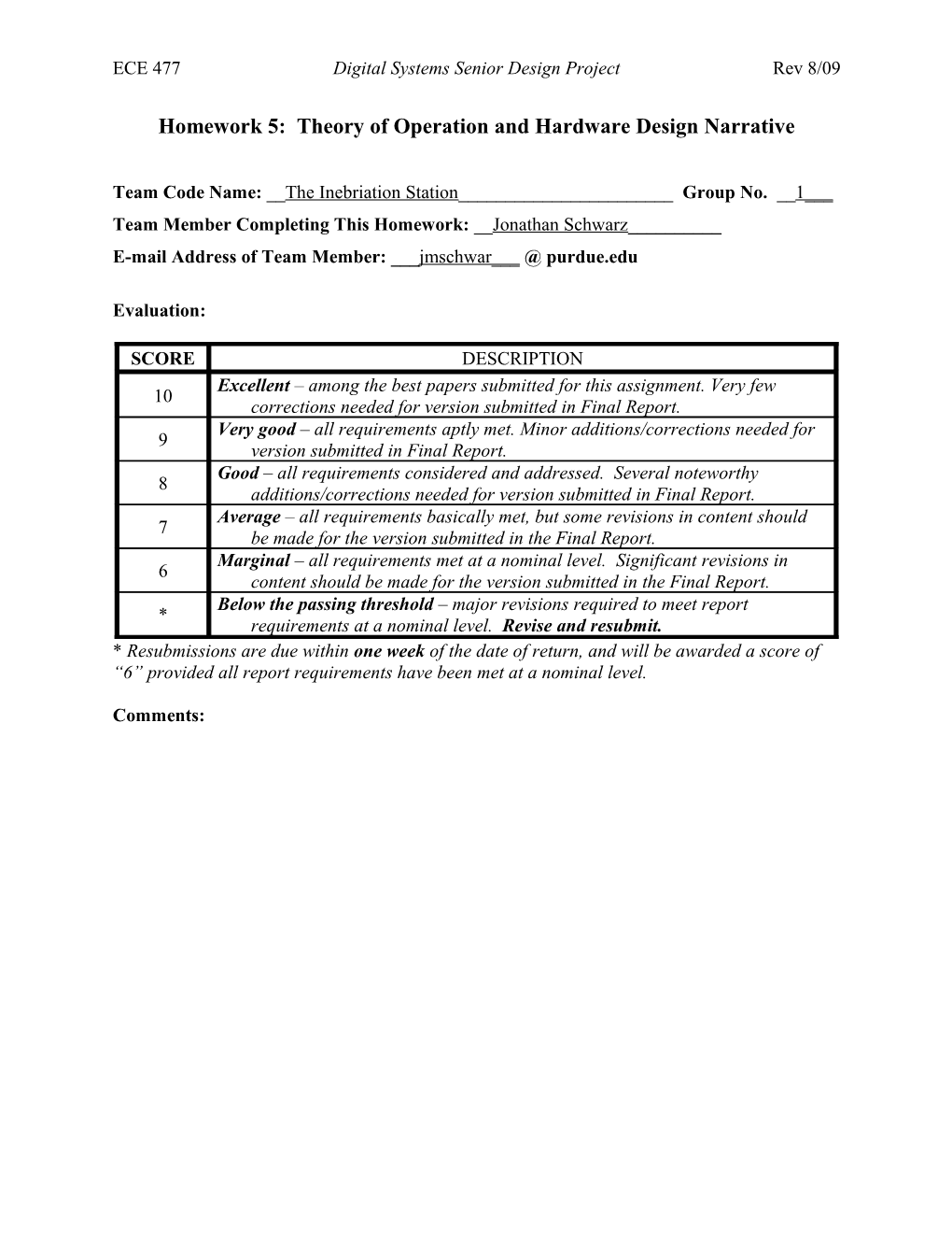 Homework 5: Theory of Operation and Hardware Design Narrative s1