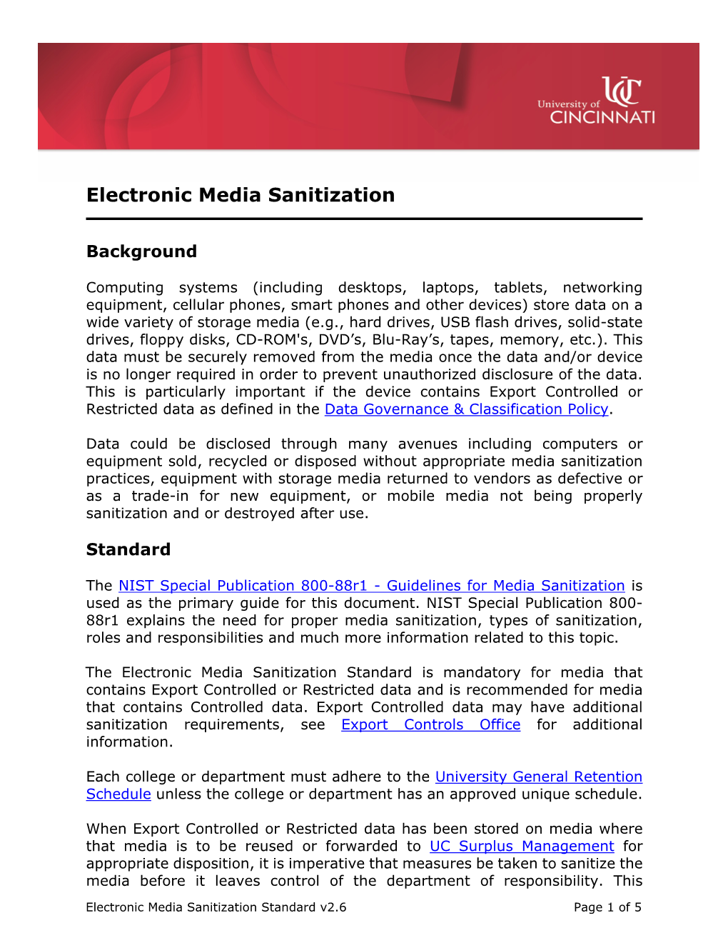 Electronic Media Sanitization Standard