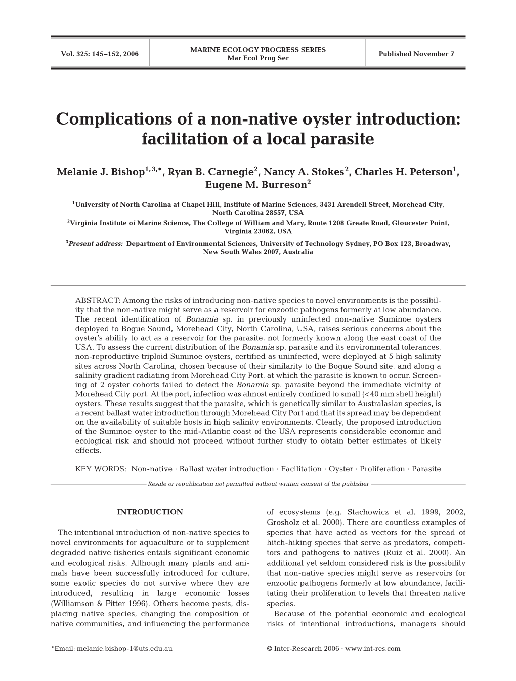 Complications of a Non-Native Oyster Introduction: Facilitation of a Local Parasite