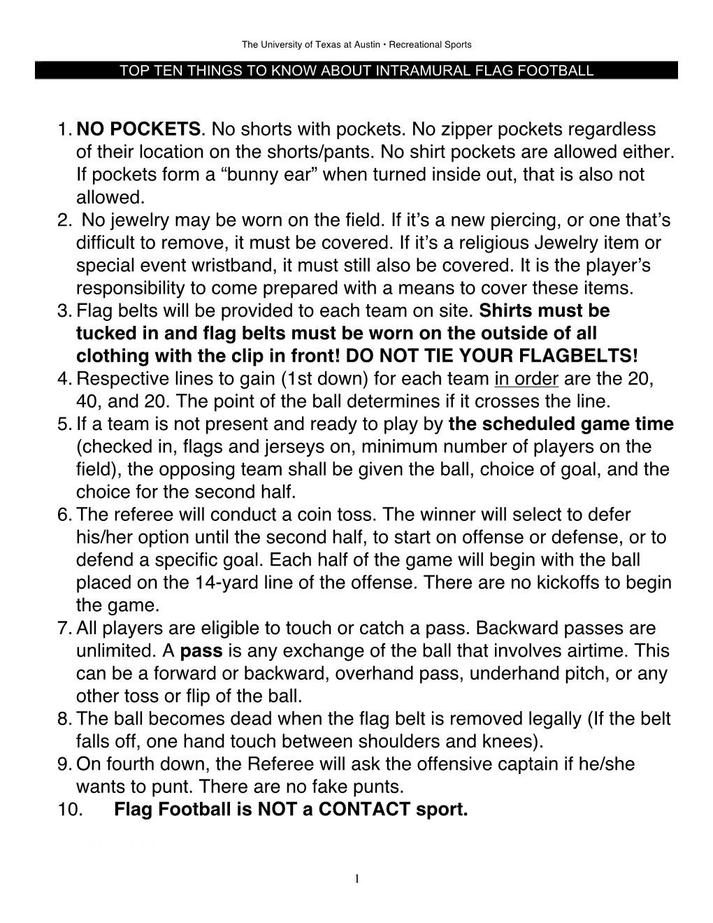 Flag Football Rules