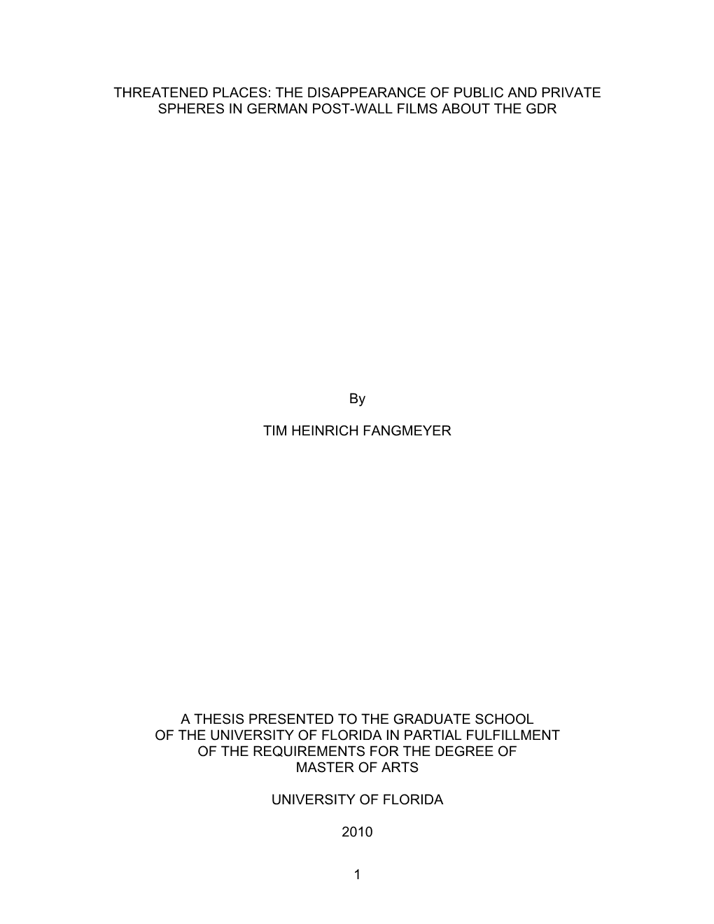 University of Florida Thesis Or Dissertation Formatting