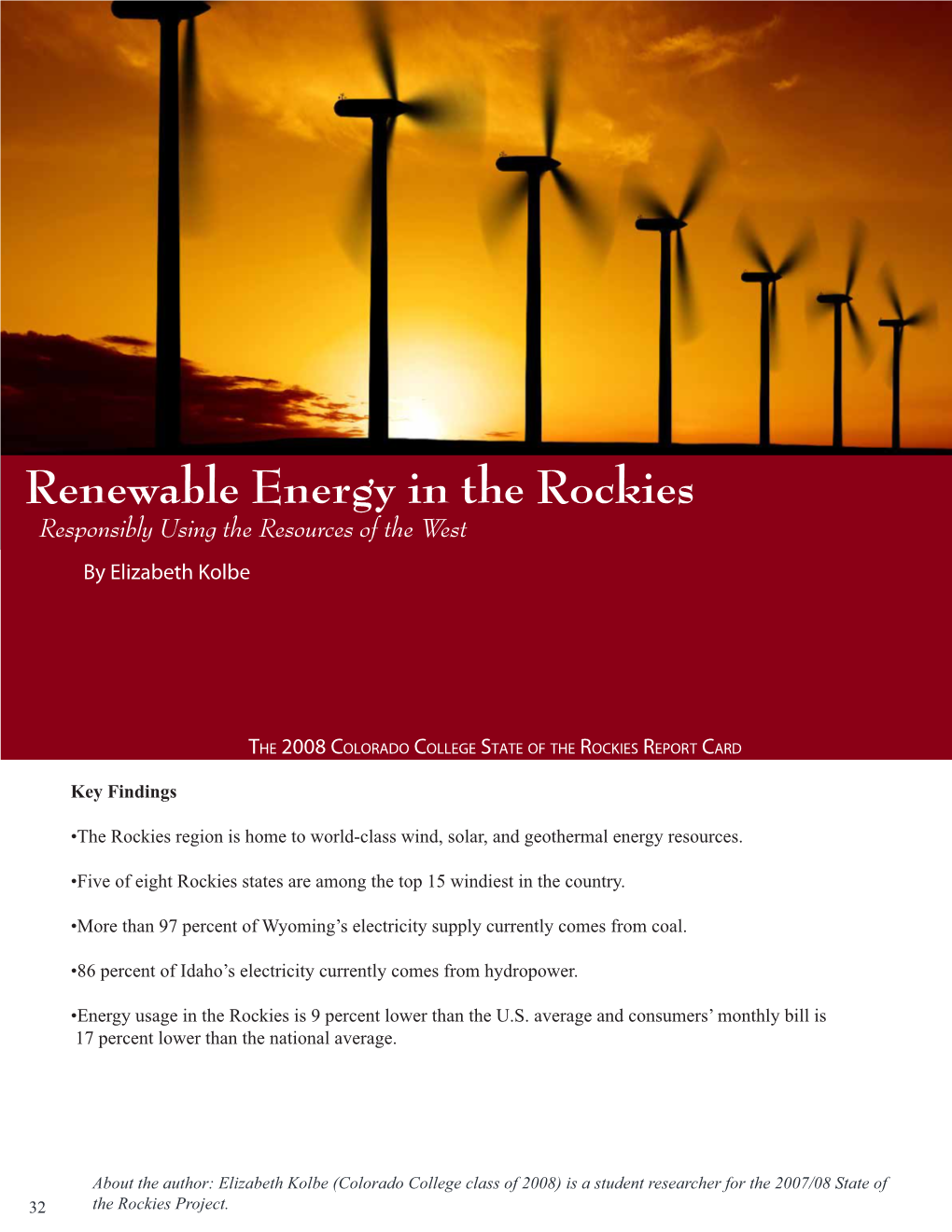 Renewable Energy in the Rockies: Responsibly Using the Resources of the West