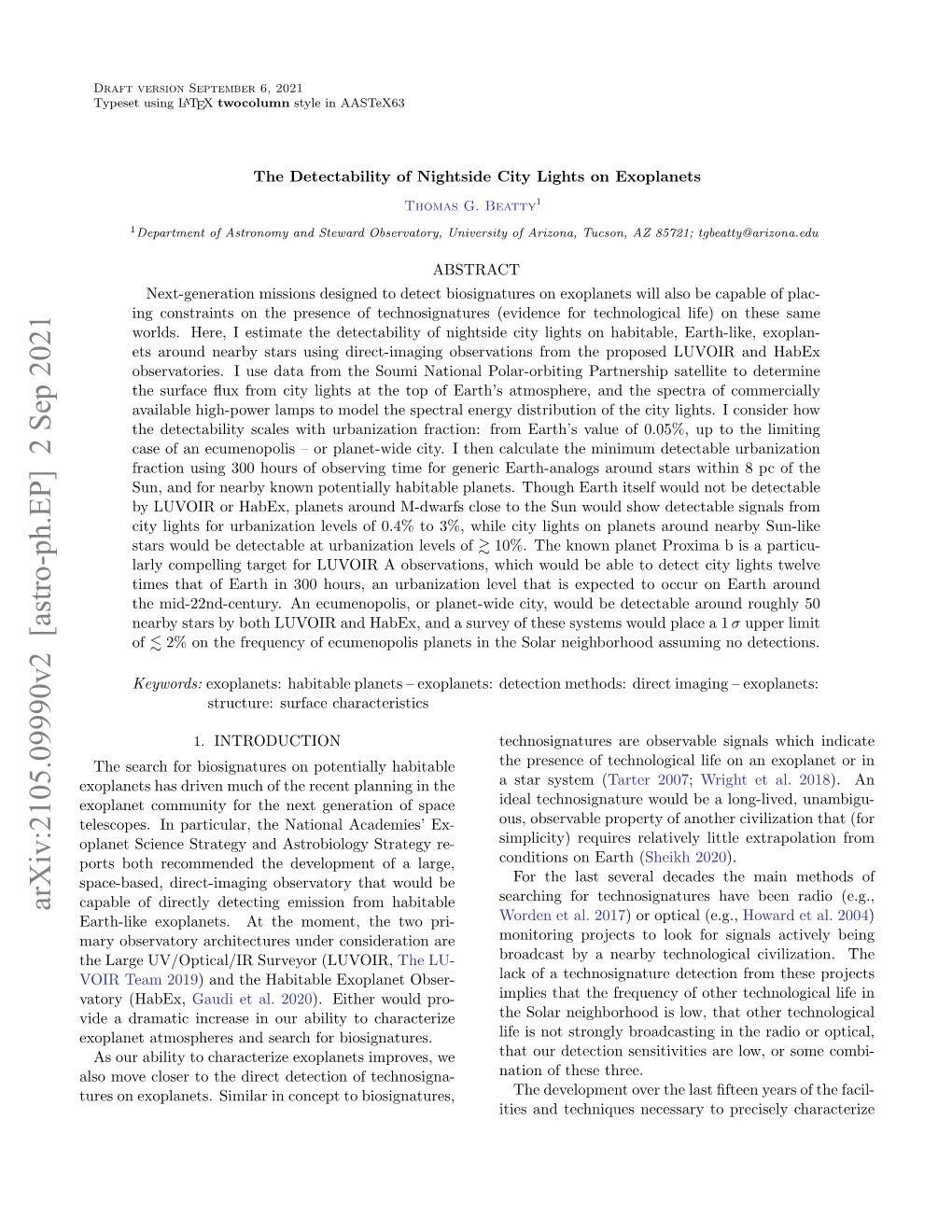 The Detectability of Nightside City Lights on Exoplanets