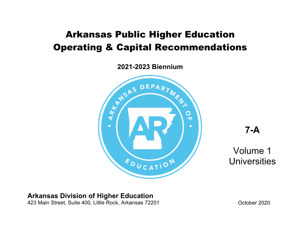 Arkansas Public Higher Education Operating & Capital