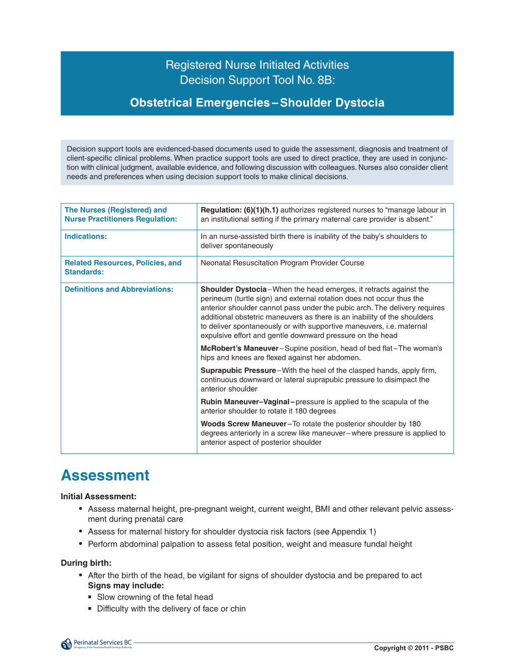 Obstetrical Emergencies – Shoulder Dystocia