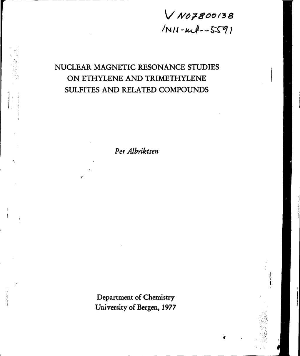 Nuclear Magnetic Resonance Studies on Ethylene and Trimethylene Sulfites and Related Compounds