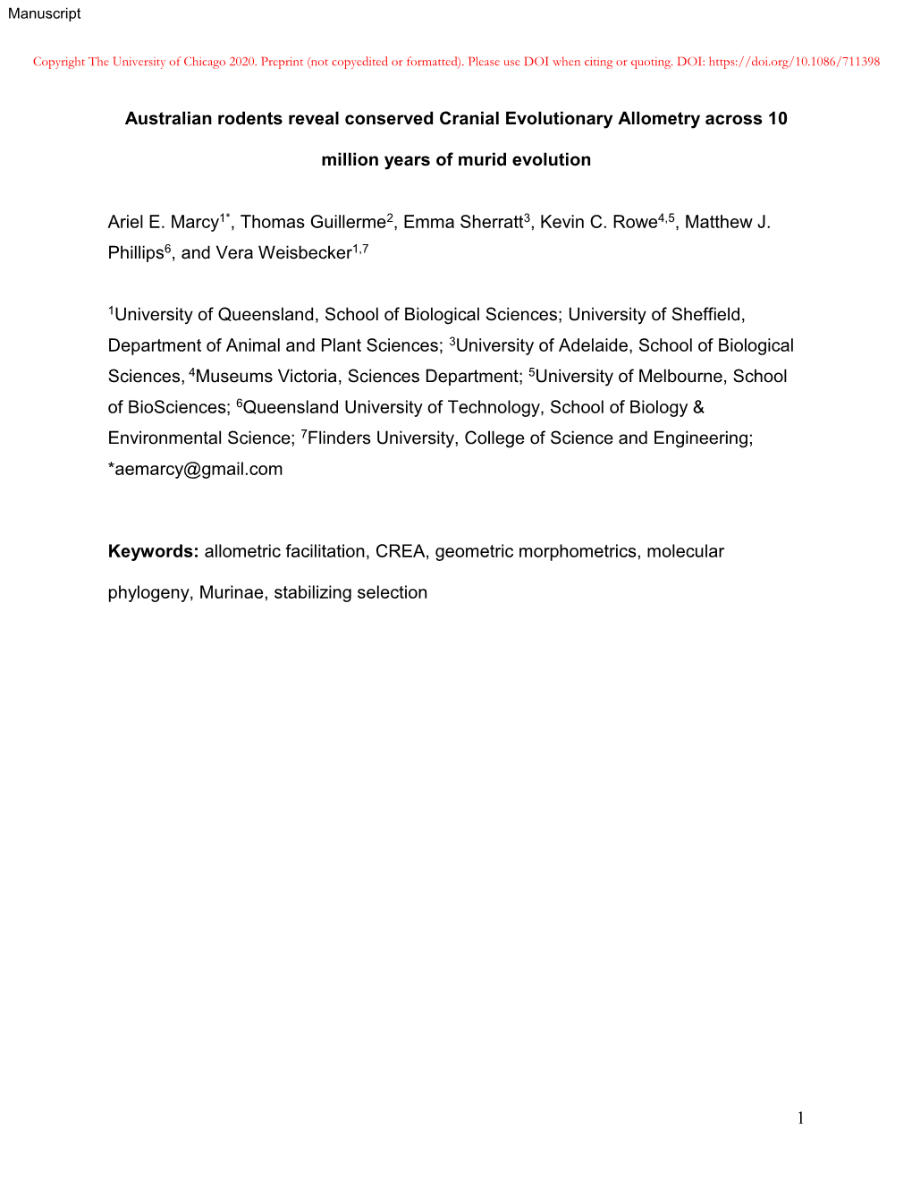 Australian Rodents Reveal Conserved Cranial Evolutionary Allometry Across 10