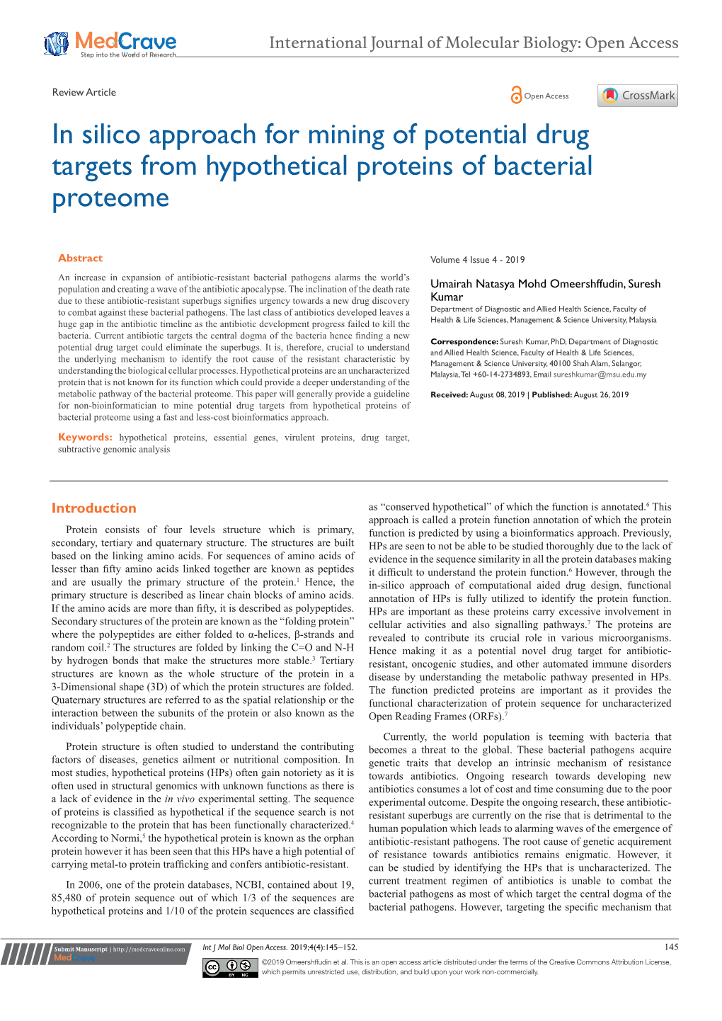 In Silico Approach for Mining of Potential Drug Targets from Hypothetical Proteins of Bacterial Proteome