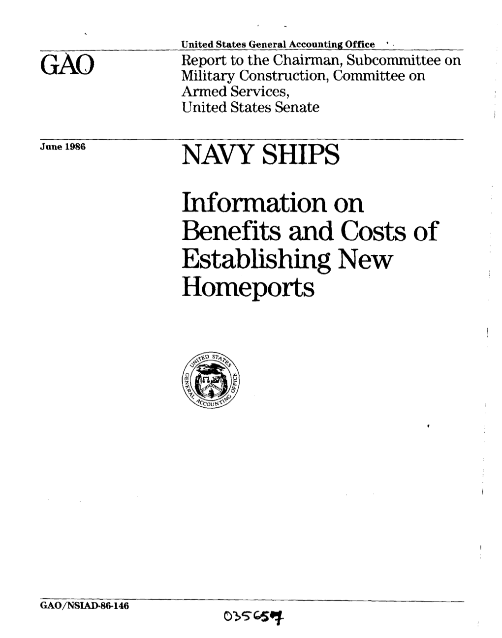 Information on Benefits and Costs of Establishing New Homeports