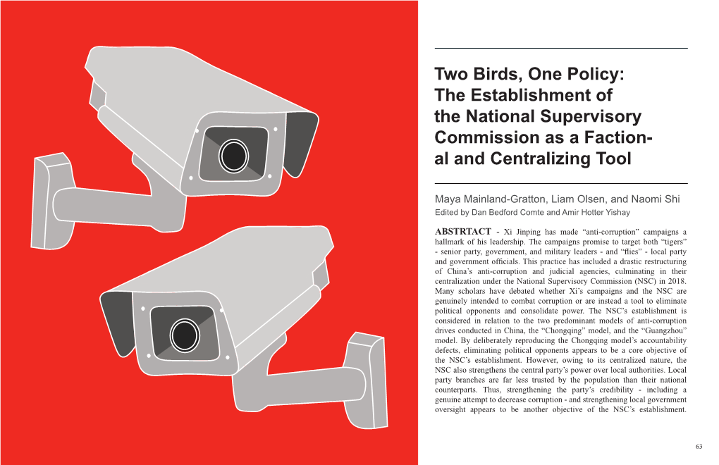 The Establishment of the National Supervisory Commission As a Faction- Al and Centralizing Tool