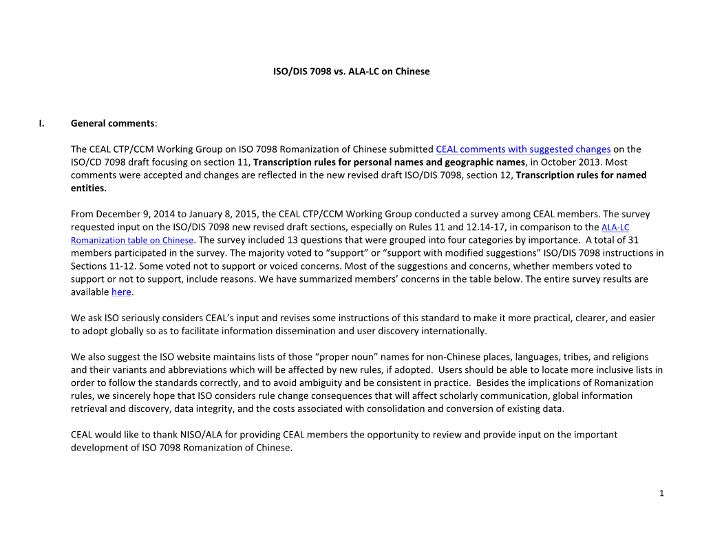 CEAL Response on ISO/DIS 7098 Draft