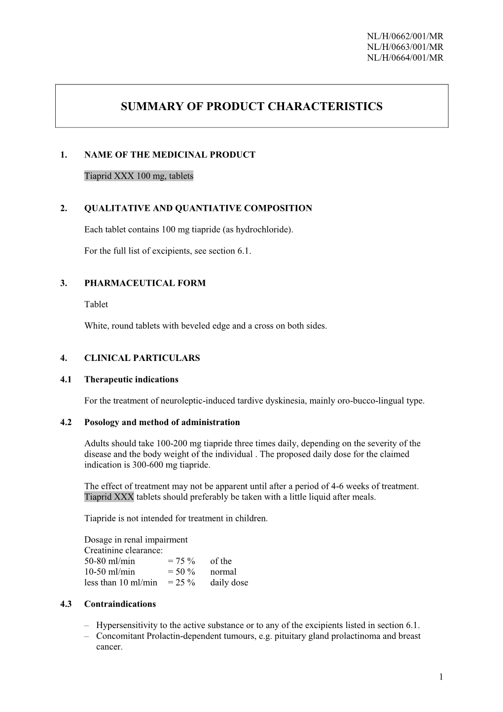 Summary of Product Characteristics