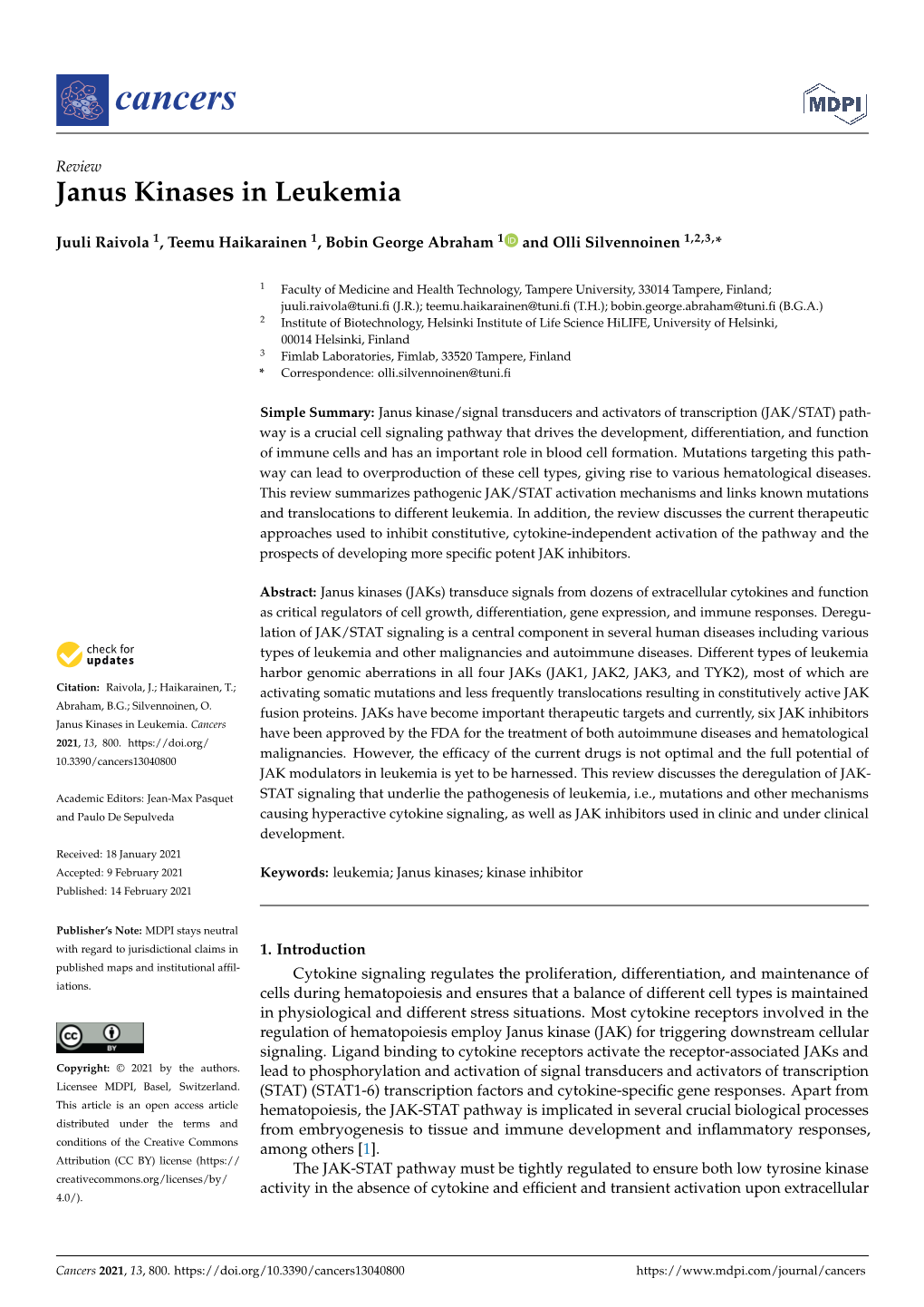 Janus Kinases in Leukemia