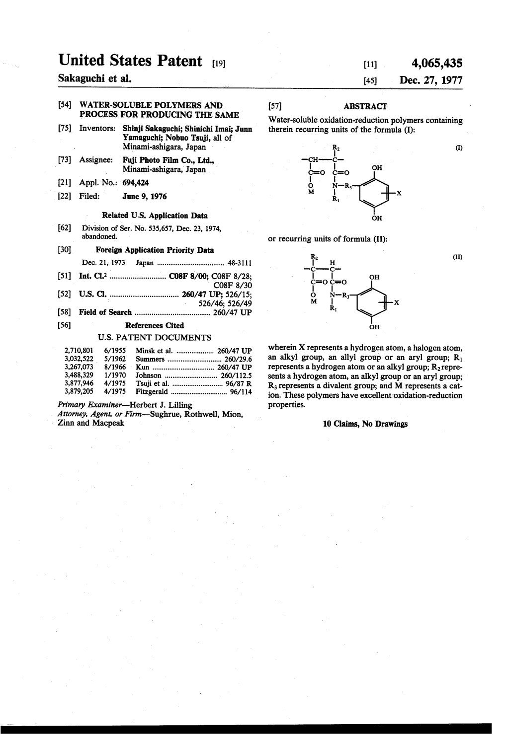 United States Patent (19) (11) 4,065,435 Sakaguchi Et Al