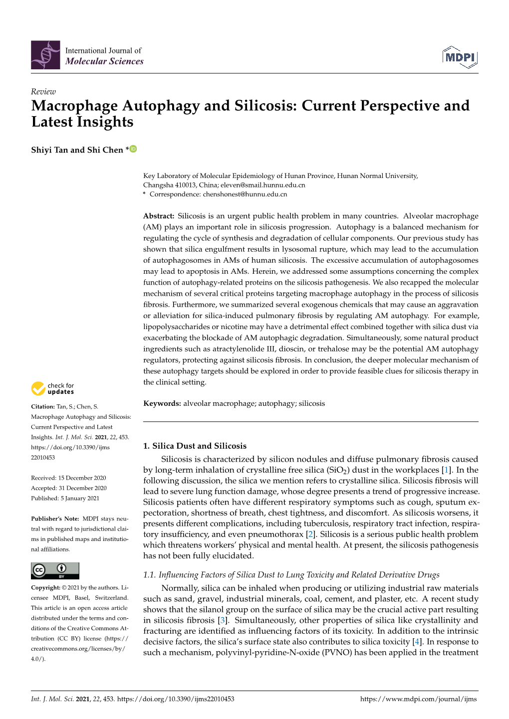 Macrophage Autophagy and Silicosis: Current Perspective and Latest Insights