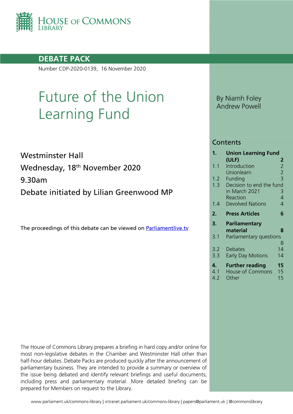 Future of the Union Learning Fund (ULF)