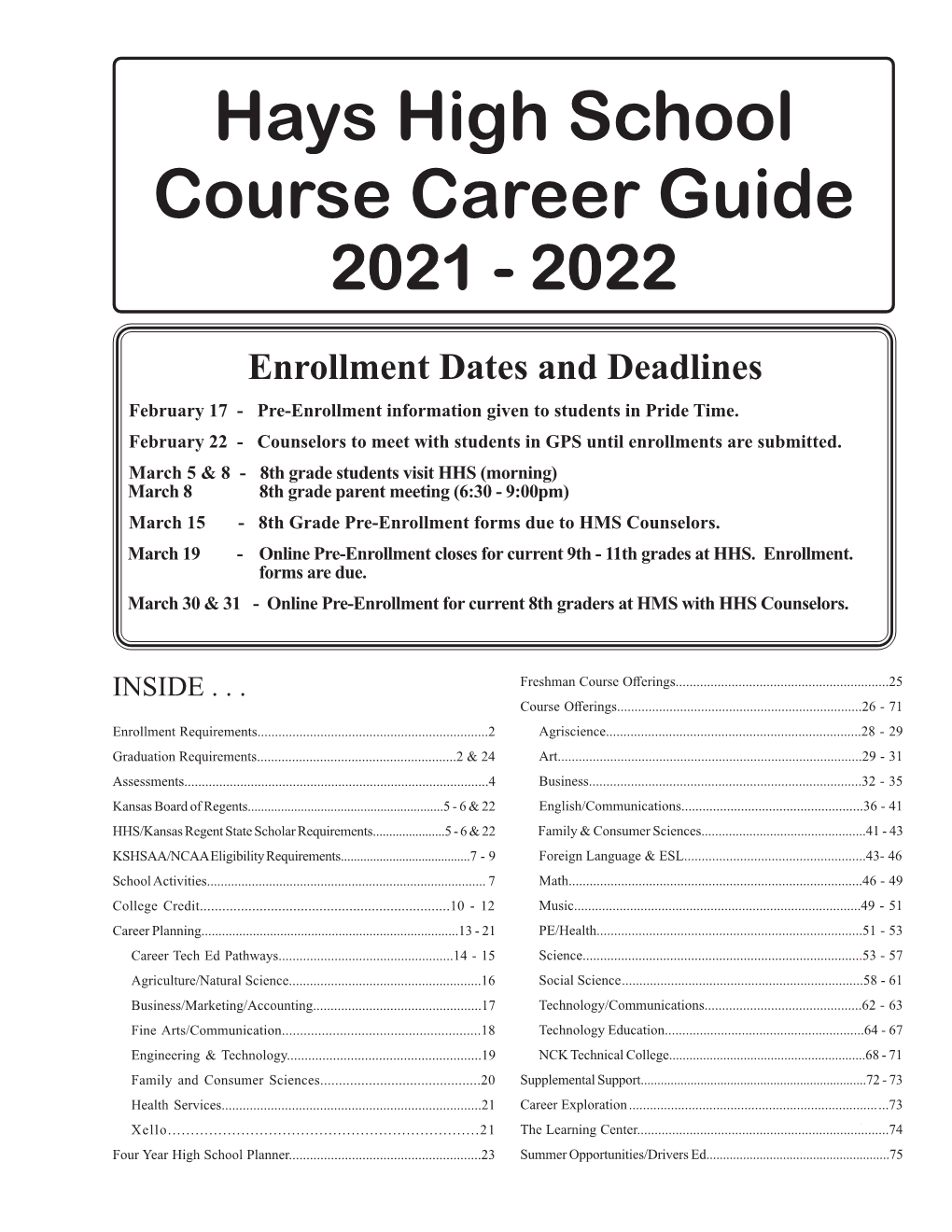 Hays High School Course Career Guide 2021 - 2022