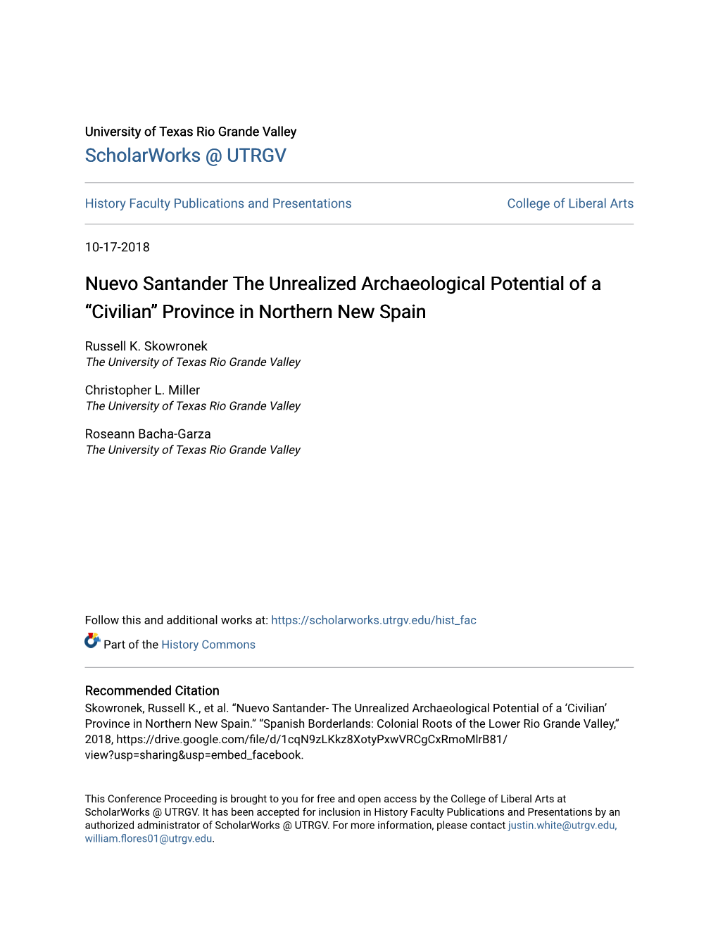 Nuevo Santander the Unrealized Archaeological Potential of a Â