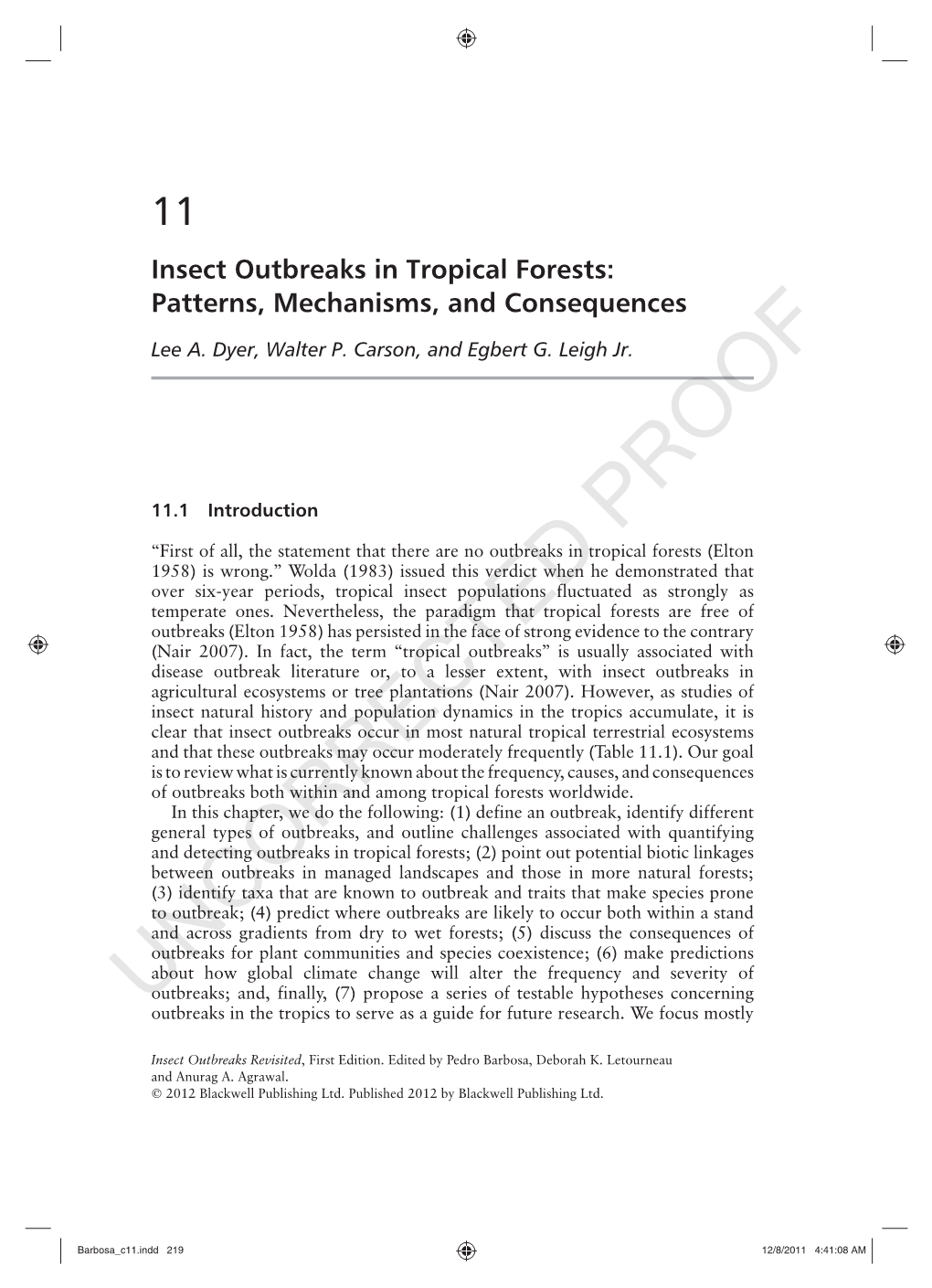 Insect Outbreaks in Tropical Forests: Patterns, Mechanisms, and Consequences