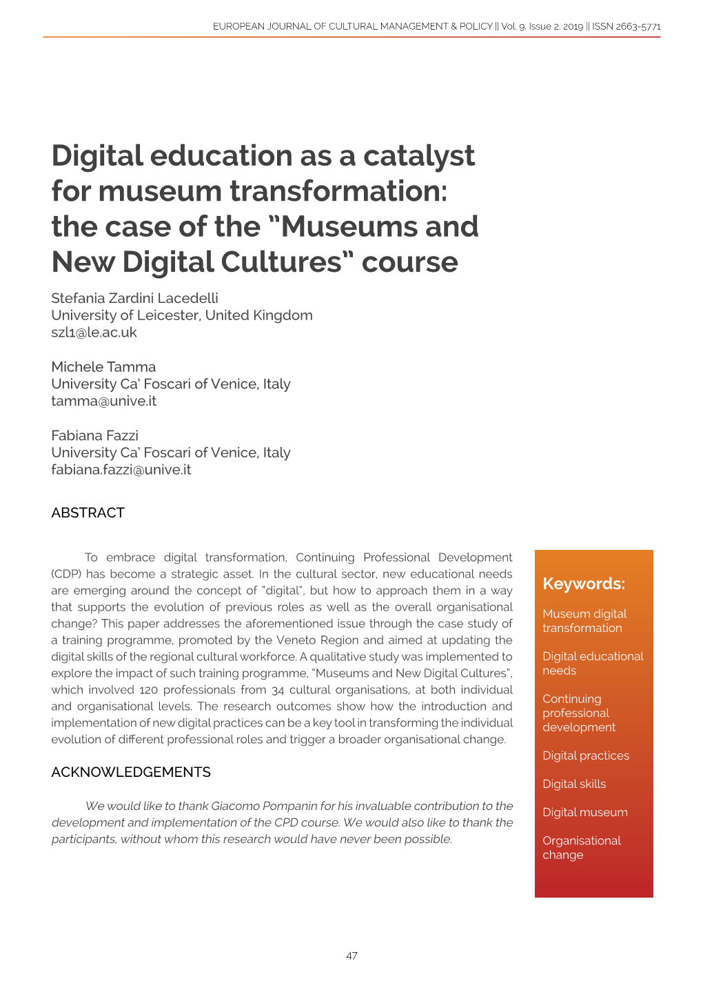 Digital Education As a Catalyst for Museum Transformation