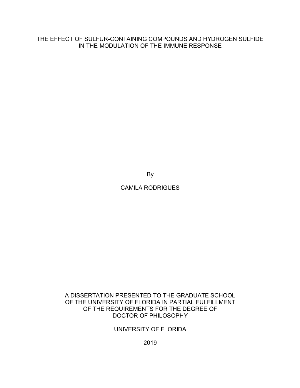 The Effect of Sulfur-Containing Compounds and Hydrogen Sulfide in the Modulation of the Immune Response